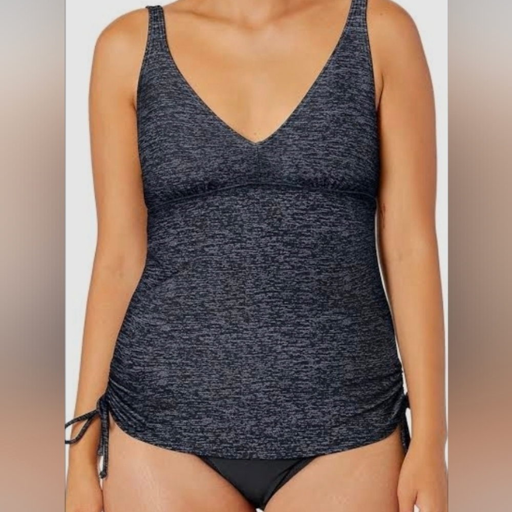 TYR Durafast Elite MantraV-Neck Sheath Black Women 1-PC Swimsuit SZ 14 New